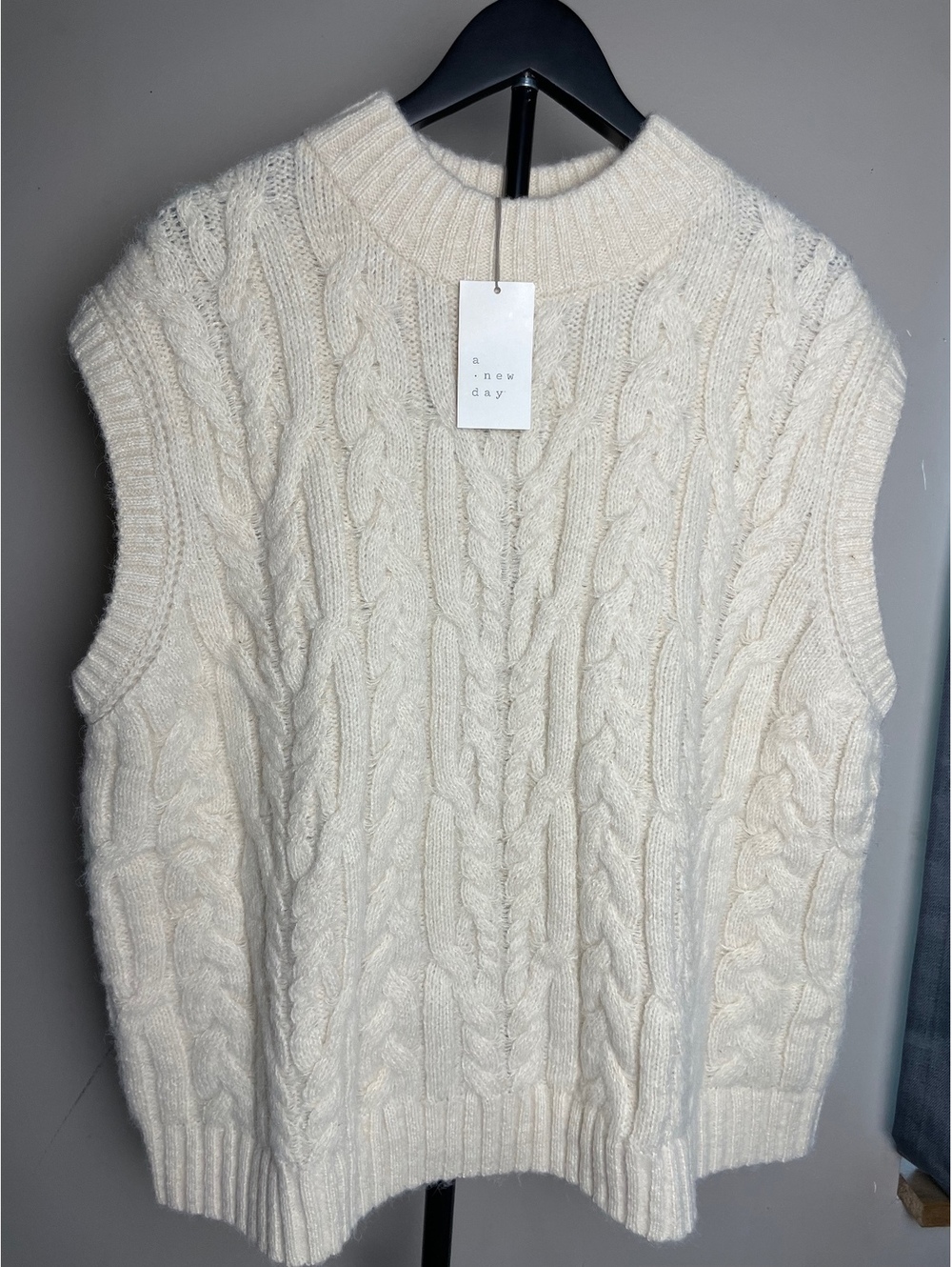 3X Knit Sweater Vest Cream Cable Knit NWT A New Day